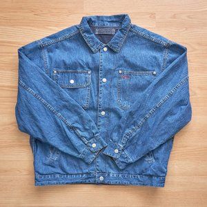 International Denim Men's Reversible Denim Nylon Jacket, Size L. Made in Macau